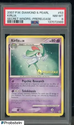 2007 Pokemon Diamond & Pearl Secret Wonders Prerelease #53 Kirlia PSA 8 NM-MT - Image 1