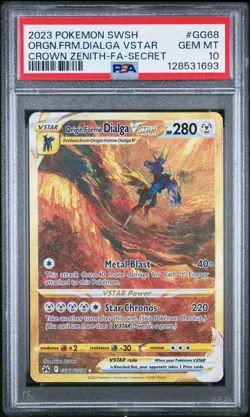 PSA 10 Gem Mint Origin Forme Dialga VSTAR GG68/GG70 SWSH: Crown Zenith Pokemon - Image 1