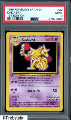 1999 Pokemon Spanish 1st Edition #32 Kadabra PSA 9 MINT - Image 1