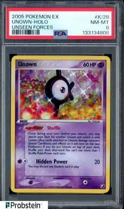2005 Pokemon Ex Unseen Forces #K/28 Unown - Holo PSA 8 NM-MT - Image 1