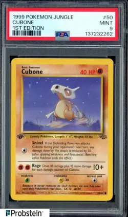 #2 1999 Pokemon Jungle 1st Edition #50 Cubone PSA 9 MINT - Image 1