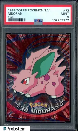 #2 1999 Topps Pokemon TV Foil #32 Nidoran PSA 9 MINT - Image 1