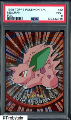 1999 Topps Pokemon TV Foil #32 Nidoran PSA 9 MINT - Image 1