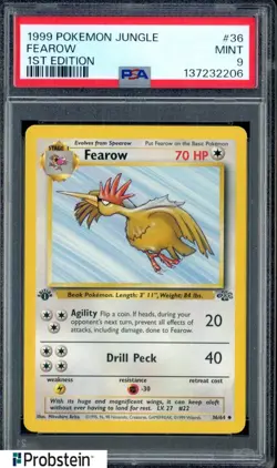 1999 Pokemon Jungle 1st Edition #36 Fearow PSA 9 MINT - Image 1