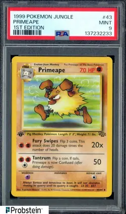 1999 Pokemon Jungle 1st Edition #43 Primeape PSA 9 MINT - Image 1