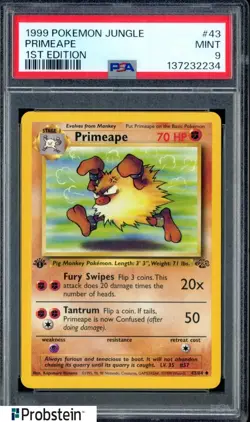 1999 Pokemon Jungle 1st Edition #43 Primeape PSA 9 MINT - Image 1