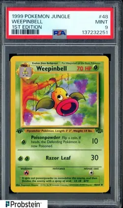 1999 Pokemon Jungle 1st Edition #48 Weepinbell PSA 9 MINT - Image 1