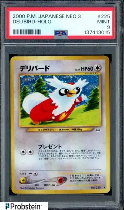 2000 Pokemon Japanese Neo 3 #225 Delibird - Holo PSA 9 MINT - Image 1