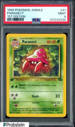#1 1999 Pokemon Jungle 1st Edition #41 Parasect PSA 9 MINT - Image 1