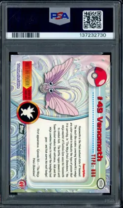 #2 1999 Topps Pokemon TV Foil #49 Venomoth PSA 9 MINT - Image 2