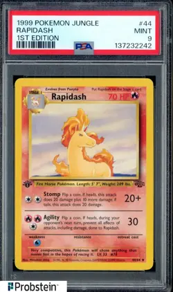 1999 Pokemon Jungle 1st Edition #44 Rapidash PSA 9 MINT - Image 1