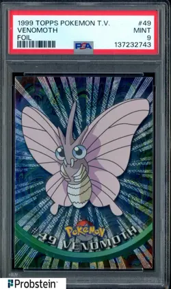 1999 Topps Pokemon TV Foil #49 Venomoth PSA 9 MINT - Image 1