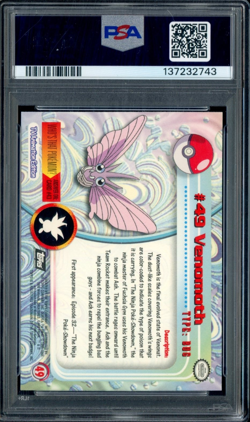 1999 Topps Pokemon TV Foil #49 Venomoth PSA 9 MINT - Image 2