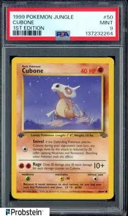 #1 1999 Pokemon Jungle 1st Edition #50 Cubone PSA 9 MINT - Image 1