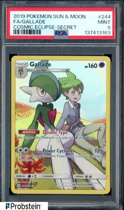 2019 Pokemon Sun & Moon Cosmic Eclipse Secret #244 FA Gallade PSA 9 MINT - Image 1