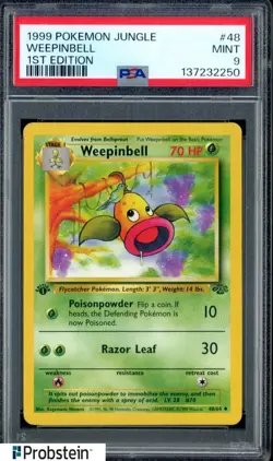 #2 1999 Pokemon Jungle 1st Edition #48 Weepinbell PSA 9 MINT - Image 1