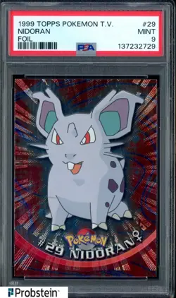 1999 Topps Pokemon TV Foil #29 Nidoran PSA 9 MINT - Image 1