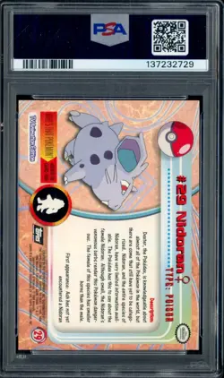 1999 Topps Pokemon TV Foil #29 Nidoran PSA 9 MINT - Image 2