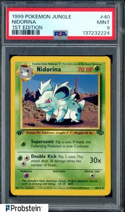 1999 Pokemon Jungle 1st Edition #40 Nidorina PSA 9 MINT - Image 1