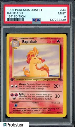 #3 1999 Pokemon Jungle 1st Edition #44 Rapidash PSA 9 MINT - Image 1