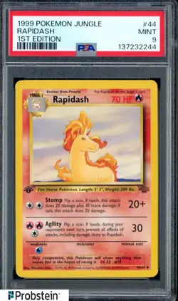 #2 1999 Pokemon Jungle 1st Edition #44 Rapidash PSA 9 MINT - Image 1