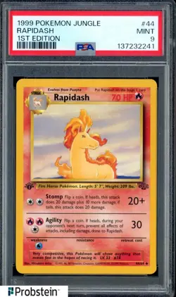 #1 1999 Pokemon Jungle 1st Edition #44 Rapidash PSA 9 MINT - Image 1