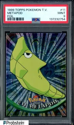1999 Topps Pokemon TV Foil #11 Metapod PSA 9 MINT - Image 1