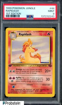 #2 1999 Pokemon Jungle 1st Edition #44 Rapidash PSA 9 MINT - Image 1