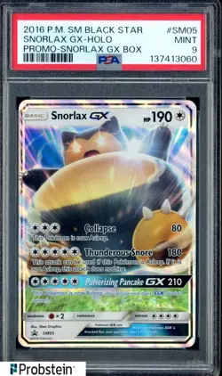 2016 Pokemon SM Black Star Promo Snorlax Gx Box #SM05 Snorlax Gx Holo PSA 9 - Image 1