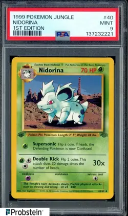 #2 1999 Pokemon Jungle 1st Edition #40 Nidorina PSA 9 MINT - Image 1