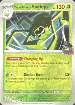 Team Rocket's Spidops 020/182 Rare Destined Rivals Pokemon Reverse Holo NM - Image 1