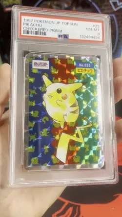 1997 POKEMON JAPANESE TOPSUN FOIL #25 PIKACHU PSA 8 - Image 2