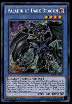 Paladin of Dark Dragon Dragons of Legend 2 DRL2-EN018 Secret Rare Yugioh LP - Image 1