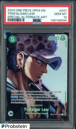2023 One Piece OP04 EN Special Alternate Art #047 Trafalgar Law PSA 10 GEM MINT - Image 1