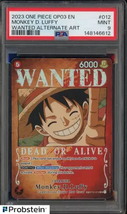 2023 One Piece OP03 EN #012 Monkey.D.Luffy Wanted Poster PSA 9 MINT - Image 1
