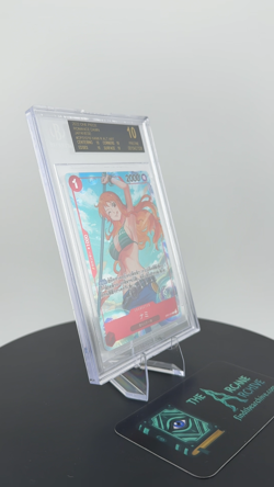 2022 One Piece Nami Romance Dawn Japanese Alt Art R #OP01-016 BGS 10 Black Label - Image 2