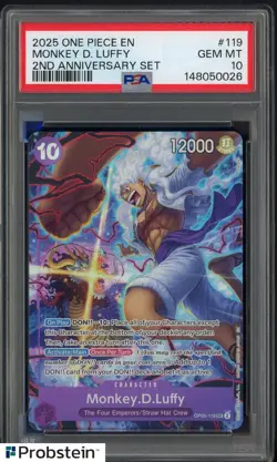 2025 One Piece EN 2nd Anniversary Set #119 Monkey.D.Luffy PSA 10 GEM MINT - Image 1