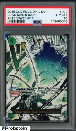 2025 One Piece OP12 EN Alternate Art #037 Dead Man's Game PSA 10 GEM MINT - Image 1