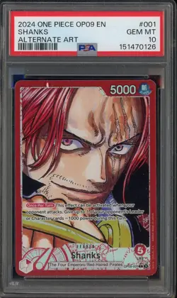 2024 One Piece OP09 EN Alternate Art #001 Shanks PSA 10 GEM MINT - Image 1