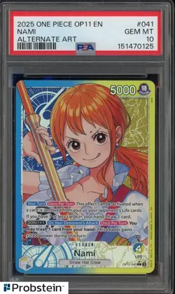 2025 One Piece OP11 Alternate Art #041 Nami PSA 10 GEM MINT - Image 1