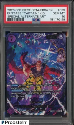 2026 One Piece OP14-EB04 EN Special Alternate Art Eustass Captain Kid PSA 10 - Image 1