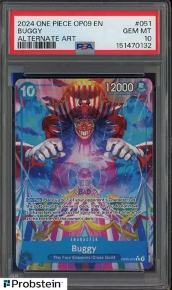 2024 One Piece OP09 EN Alternate Art #051 Buggy PSA 10 GEM MINT - Image 1