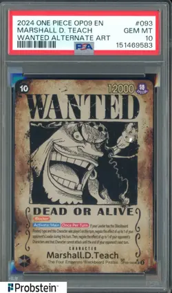 2024 One Piece OP09 EN Wanted Alternate Art #093 Marshall D Teach PSA 10 - Image 1