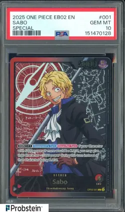 2025 One Piece EB02 EN Special #001 Sabo PSA 10 GEM MINT - Image 1