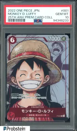 2022 One Piece Japanese 25th Anniversary PCC #001 Monkey D Luffy PSA 10 - Image 1