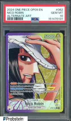 2024 One Piece OP09 EN Alternate Art #062 Nico Robin PSA 10 GEM MINT - Image 1