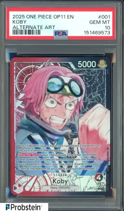2025 One Piece OP11 EN Alternate Art #001 Koby PSA 10 GEM MINT - Image 1