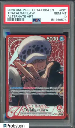 2026 One Piece OP14-EB04 EN Alternate Art #001 Trafalgar Law PSA 10 GEM MINT - Image 1