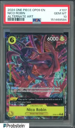 2024 One Piece OP09 EN Alternate Art #107 Nico Robin PSA 10 GEM MINT - Image 1