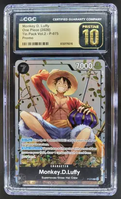 2026 ONE PIECE MONKEY D. LUFFY PROMO P-075 TIN PACK CGC 10 PRISTINE A PT - Image 1